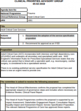 Adult Critical Care Clinical Priorities Advisory Group
